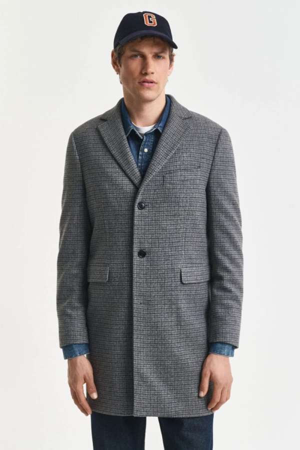 KABÁT GANT CLASSIC TWO-TONE WOOL COAT BLACK