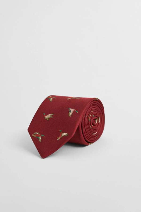 NYAKKENDŐ GANT DUCK PRINT TIE PLUMPED RED