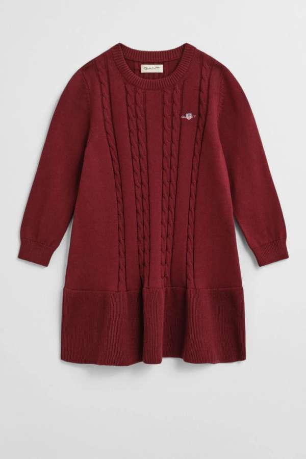 RUHA GANT COTTON CABLE DRESS PLUMPED RED