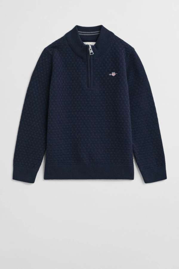 PULÓVER GANT MICRO TEXTURE HALF ZIP EVENING BLUE