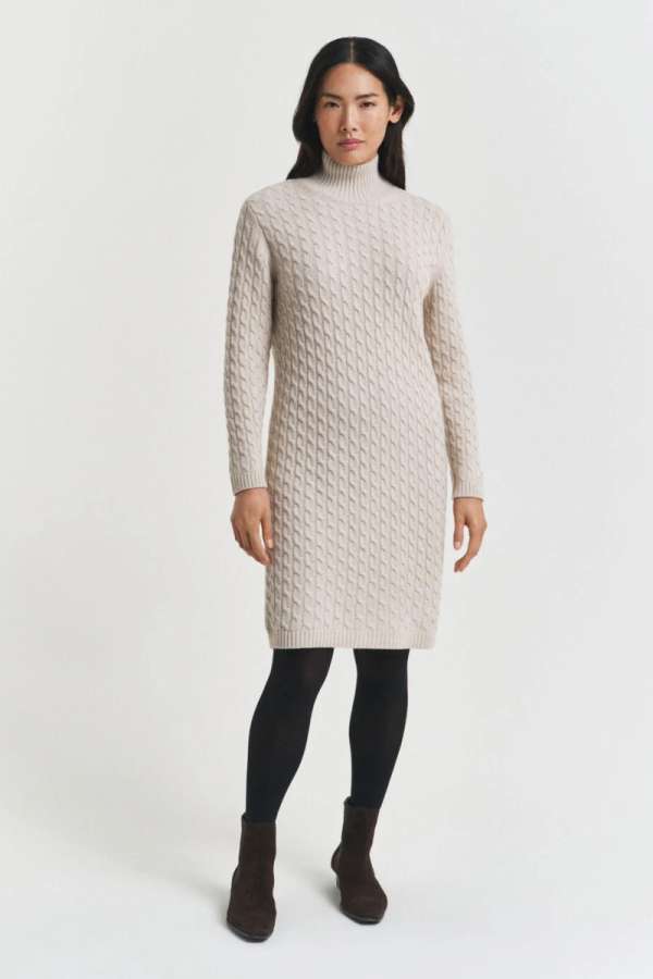 RUHA GANT CABLE KNIT DRESS SEED MELANGE