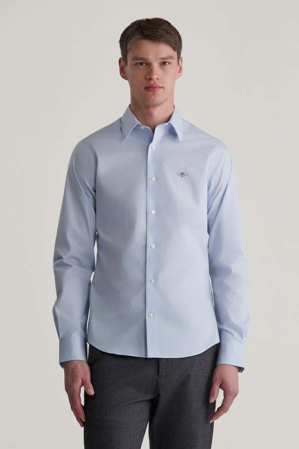 ING GANT LIM TRETCH POPLIN HIRT LIGHT BLUE