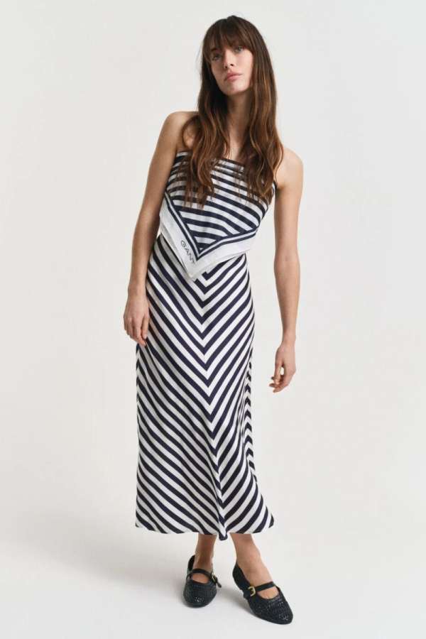SZOKNYA GANT CHEVRON STRIPED SKIRT EVENING BLUE