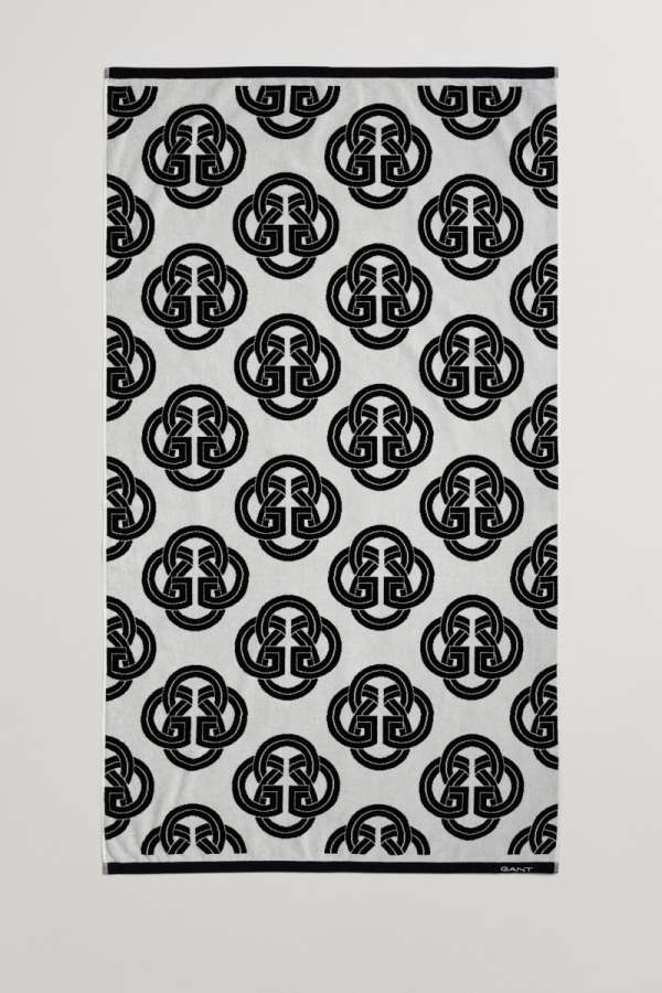 FÜRDŐLEPEDŐ GANT MONOGRAM PRINT BEACH TOWEL  BLACK