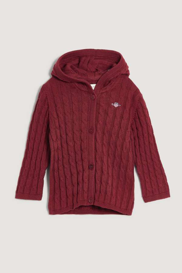 KARDIGÁN GANT COTTON CABLE CARDIGAN PLUMPED RED