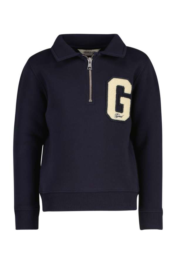 MELEGÍTŐFELSŐ GANT G BADGE HALF ZIP EVENING BLUE