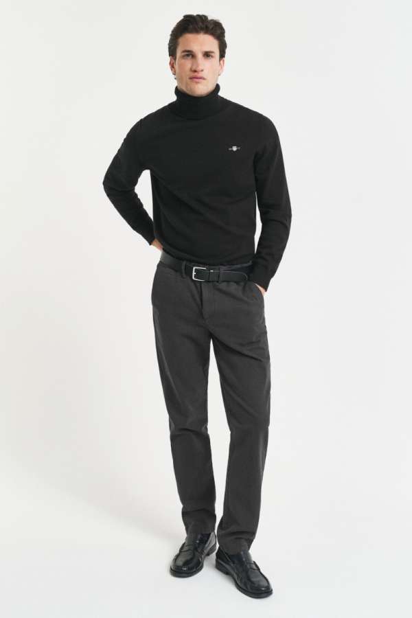 NADRÁG GANT SLIM COTTON HERRINGBONE PANTS ANTRACITE