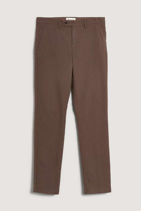 NADRÁG GANT SLIM COTTON HERRINGBONE PANTS RICH BROWN
