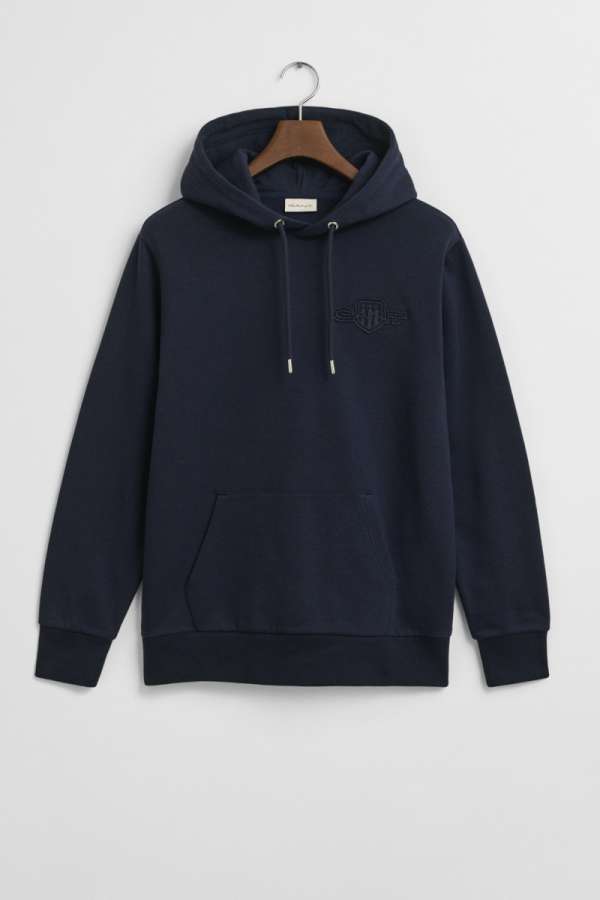 ELEGÍTŐFELSŐ GANT REG TONAL SHIELD HOODIE EVENING BLUE