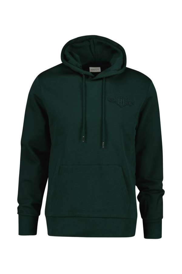 ELEGÍTŐFELSŐ GANT REG TONAL SHIELD HOODIE TARTAN GREEN