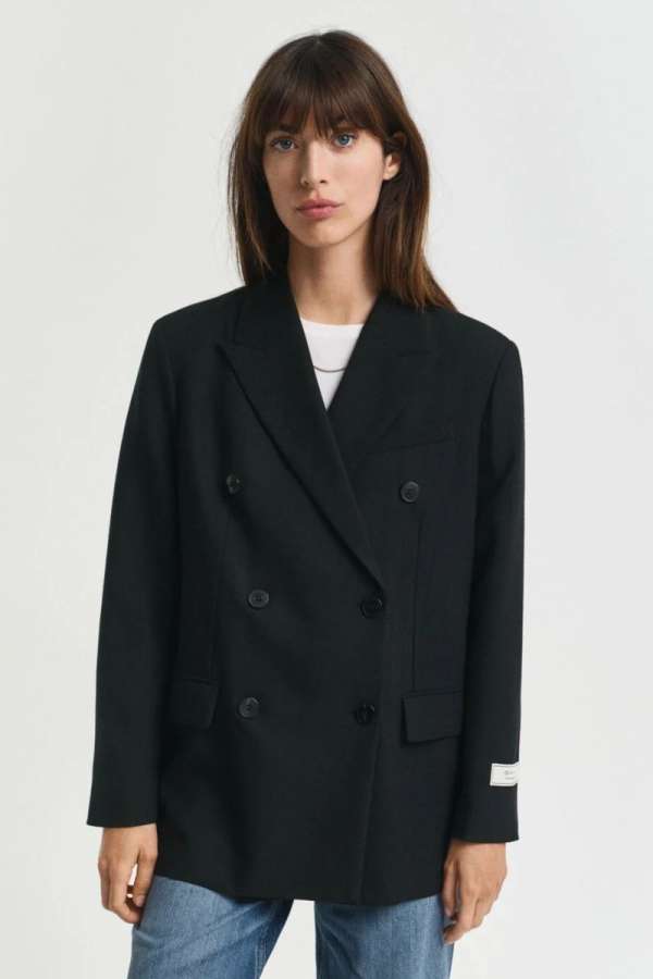 ZAKÓ GANT REL DB WOOL BLEND HOPSACK BLAZER BLACK