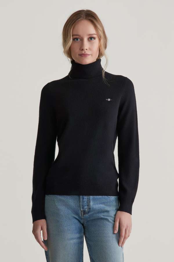 GARBÓ GANT EXTRAFINE LAMBSWOOL BLEND ROLLNECK BLACK