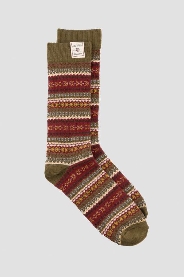 ZOKNI GANT FAIR ISLE SOCKS COUNTRY GREEN