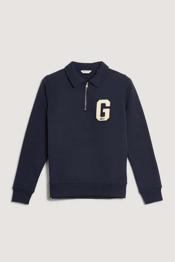 MELEGÍTŐFELSŐ GANT G BADGE HALF ZIP EVENING BLUE