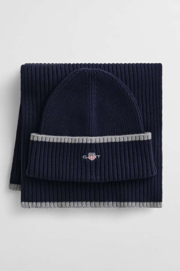 KÉSZLET SAPKA ÉS SÁL GANT ESSENTIAL GIFT SET MARINE