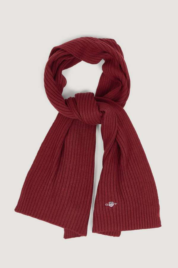 SÁL GANT COTTON BLEND LOGO SCARF PLUMPED RED