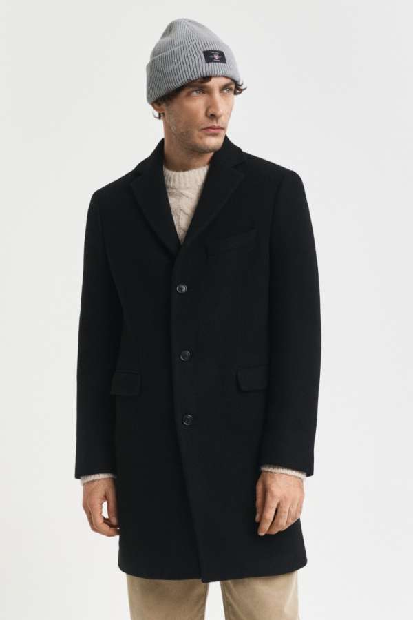 KABÁT GANT CLAIC WOOL COAT EBONY BLACK