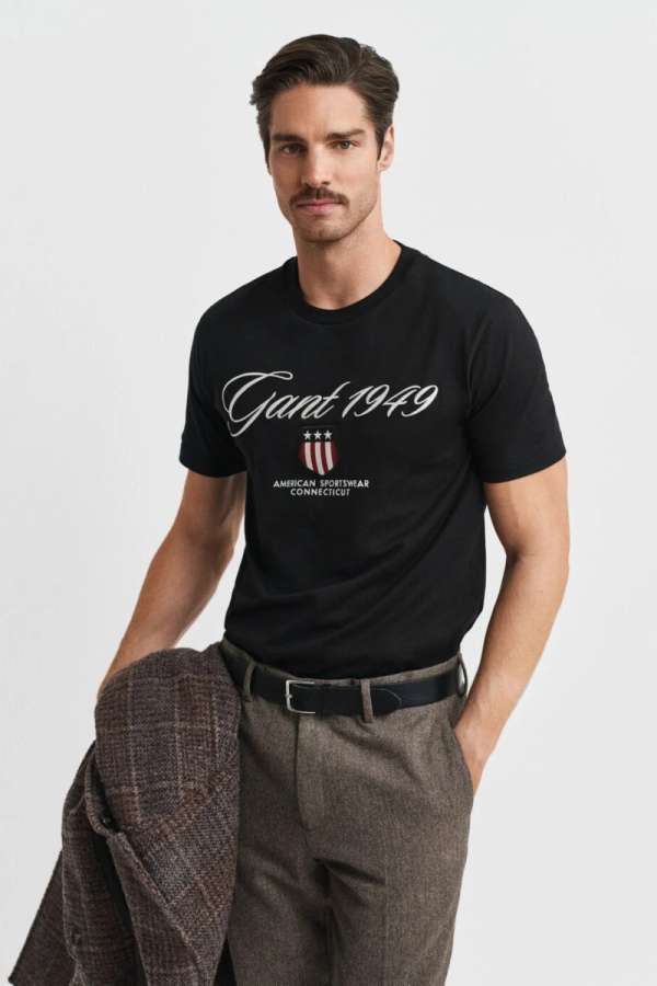 PÓLÓ GANT GRAPHIC  T-HIRT BLACK