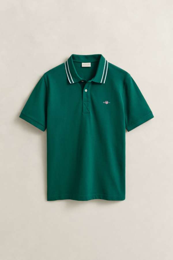 PÓLÓ GANT COLLAR TIPPING  POLO DEEP FORET GREEN