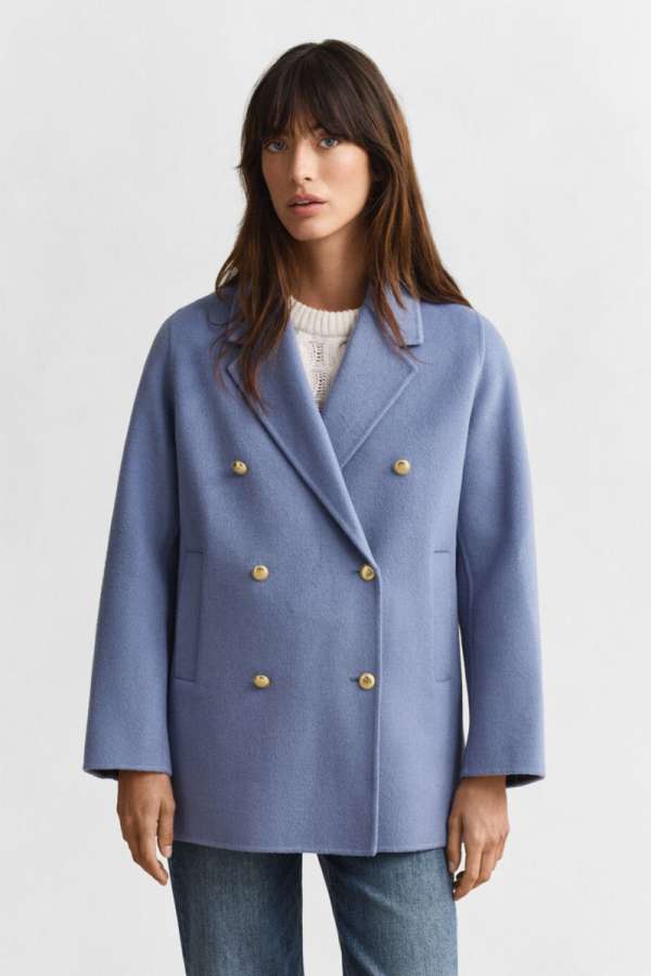 KABÁT GANT HANDSTITCHED PEACOAT FADED DENIM