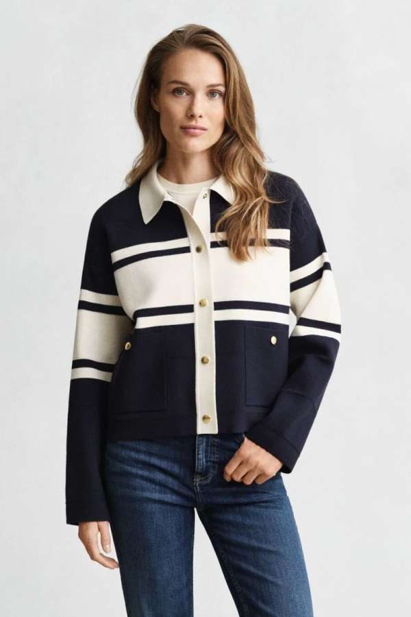 KARDIGÁN GANT COLOR BLOCKED CARDIGAN EVENING BLUE