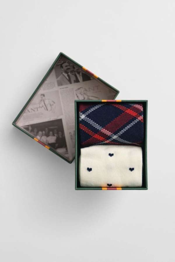 ZOKNI GANT CHECK AND HEART SOCKS 2-PACK GB EVENING BLUE