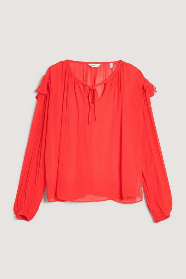 BLÚZ GANT REL VISCOSE FRILL BLOUSE BOLD RED