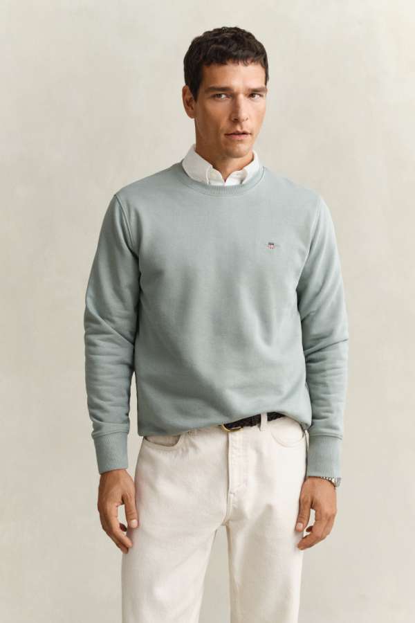 ELEGÍTŐFELSŐ GANT REG SHIELD C-NECK SWEAT CERAIC GREY