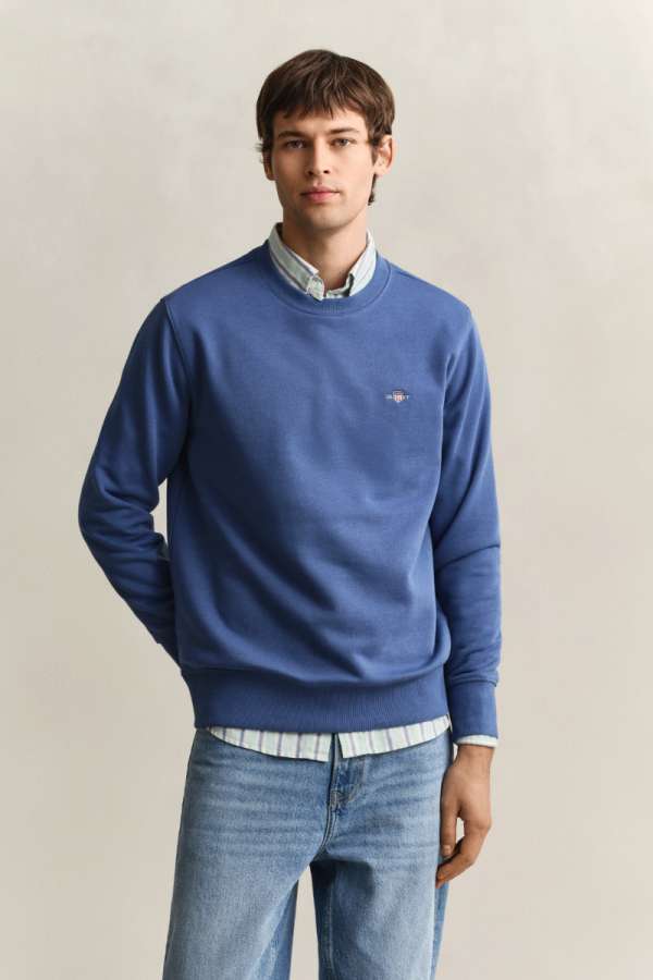 ELEGÍTŐFELSŐ GANT REG SHIELD C-NECK SWEAT VINTAGE BLUE
