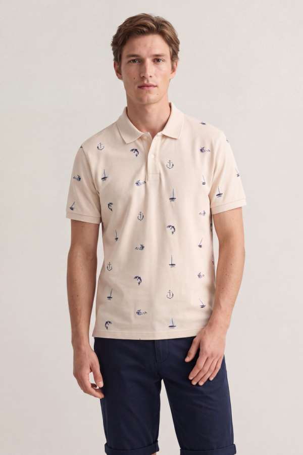 PÓLÓ GANT EMBROIDERED  POLO CREAMED WHITE