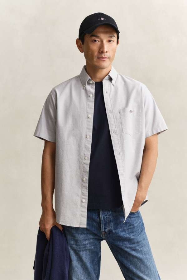 ING GANT REG CLASSIC OXFORD SS SHIRT LIGHT PUTTY