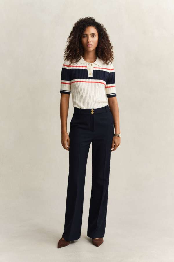 NADRÁG GANT SLIM FLARE NAUTICAL PANTS EVENING BLUE