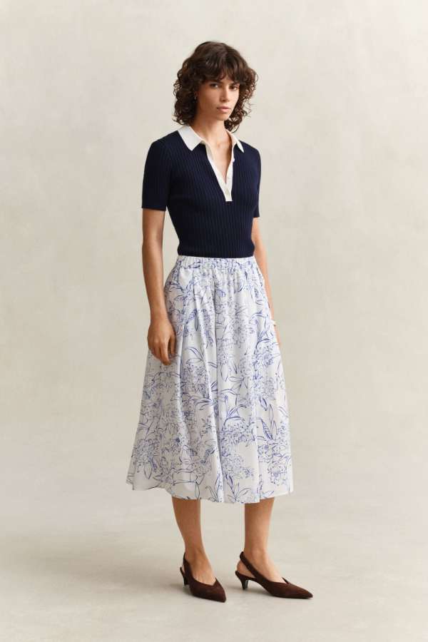 SZOKNYA GANT FLORAL PRINT PULL ON SKIRT WHITE