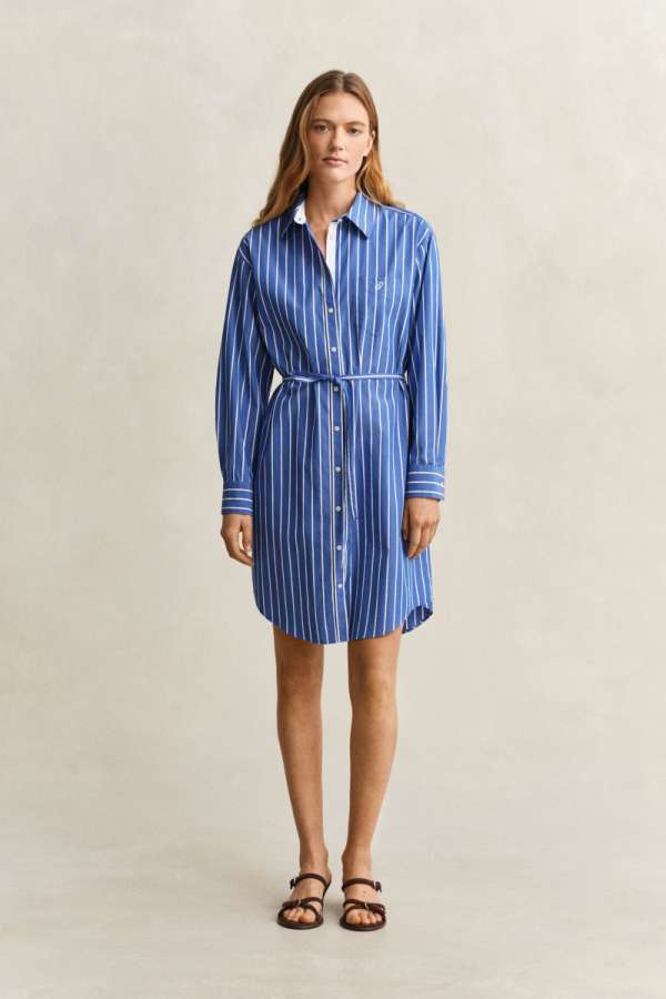RUHA GANT CLASSIC POPLIN STRIPE DRESS ROYAL BLUE