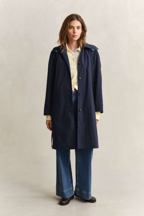 KABÁT GANT BELTED WIND COAT EVENING BLUE