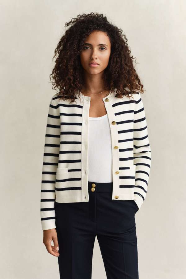 KARDIGÁN GANT COTTON KNIT JACKET CREAM