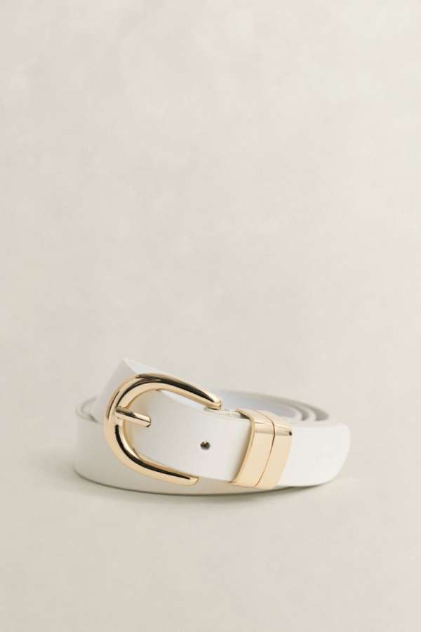 ÖV GANT CHUNKY KEEPER LEATHER BELT CREAM