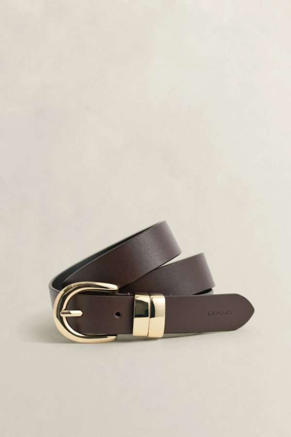 ÖV GANT CHUNKY KEEPER LEATHER BELT SOIL BROWN
