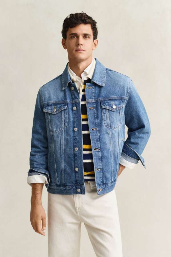 DZEKI GANT DENIM TRUCKER JACKET MID BLUE