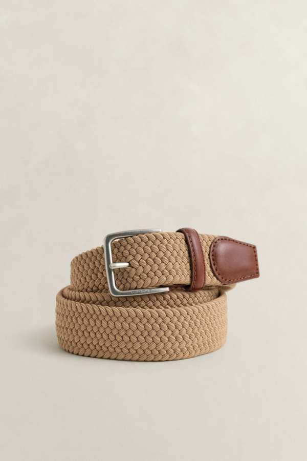 ÖV GANT ELASTIC BRAIDED BELT WARM KHAKI