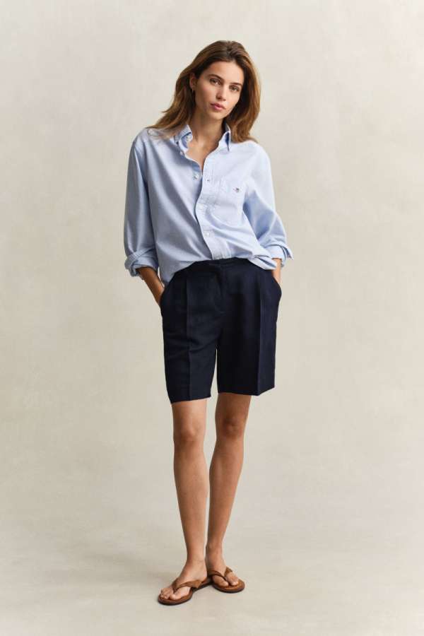 RÖVIDNADRÁG GANT TAILORED LINEN BLEND SHORTS EVENING BLUE