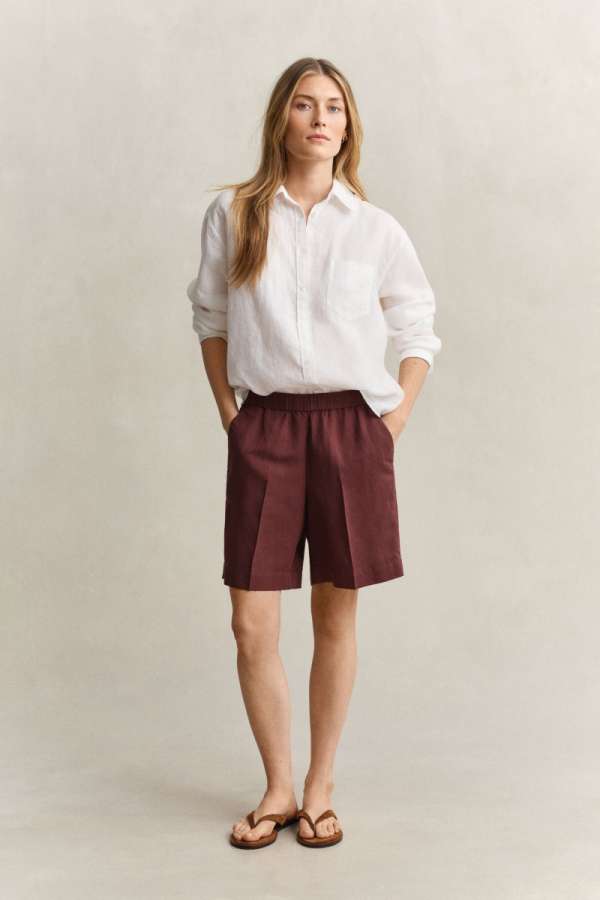 RÖVIDNADRÁG GANT LINEN BLEND PULL ON SHORTS FRESH SOIL