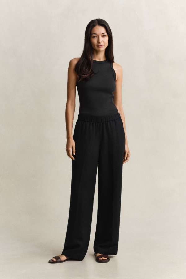 NADRÁG GANT LINEN BLEND PULL ON PANTS BLACK