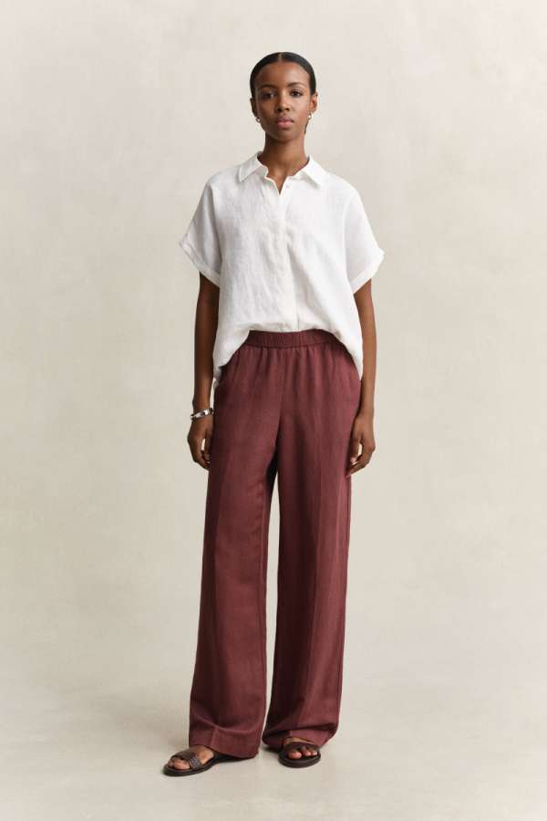 NADRÁG GANT LINEN BLEND PULL ON PANTS FRESH SOIL