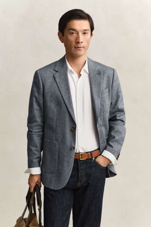ZAKÓ GANT INDIGO HERRINGBONE SUIT JACKET MARINE