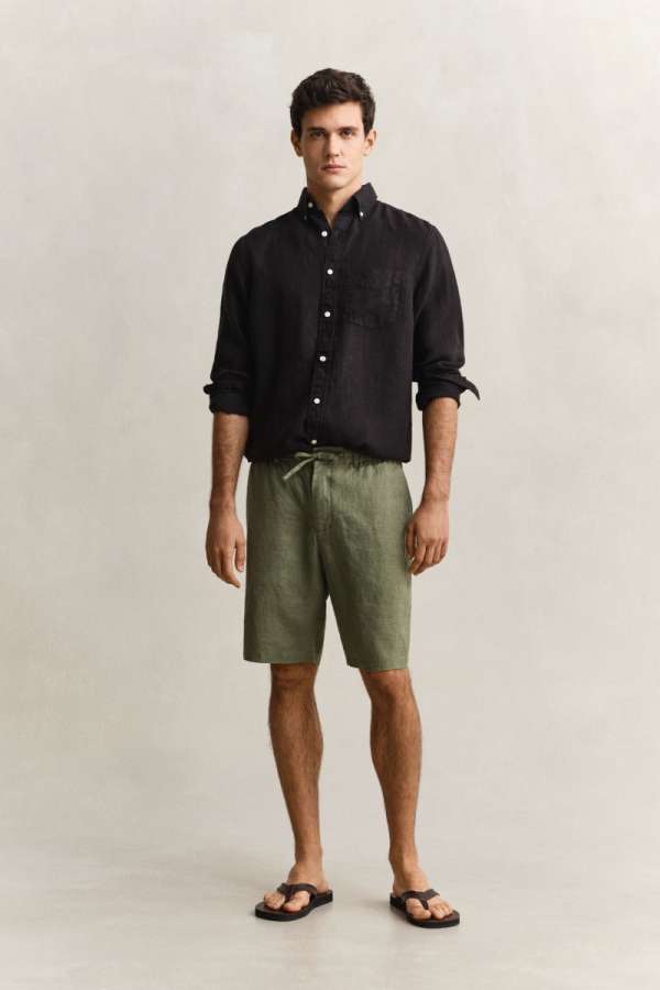 RÖVIDNADRÁG GANT REG LINEN DS SHORTS DRY HERB GREEN