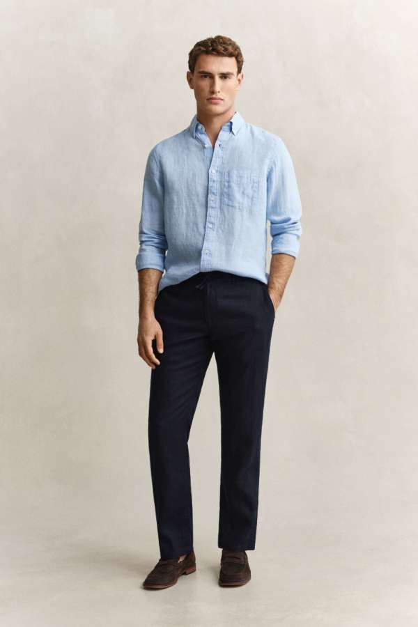 NADRÁG GANT REG LINEN DS PANTS EVENING BLUE