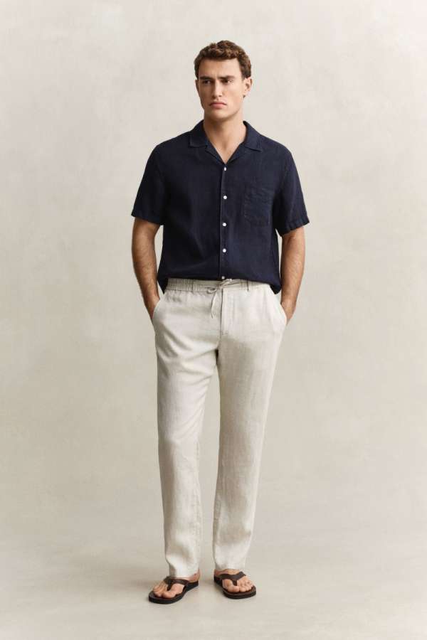 NADRÁG GANT REG INEN DS PANTS SAND