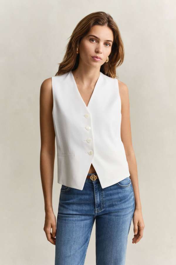 MELLÉNY GANT FLUID CREPE VEST WHITE