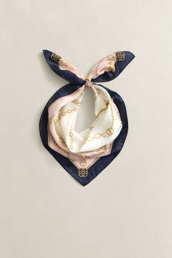 SÁL GANT CHAIN PRINT SILK SCARF APRICOT PINK